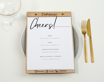 Quadro de menu de madeira personalizável: suporte para cardápio de bebidas de restaurantes e cafés
