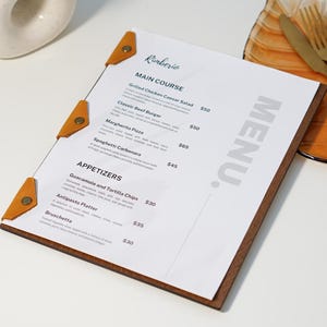 Schowek na menu, spersonalizowany folder na menu restauracji, okładka na menu kawiarni i baru, drewniany uchwyt na menu, tablica na menu napojów,