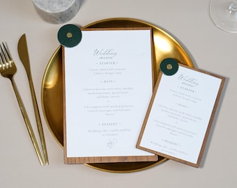 Quadro de menu personalizado em madeira com prendedor de couro: Menu para restaurante e café