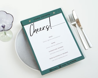 Quadro de menu de madeira com logotipo personalizado: suporte para menu de bebidas de café e bar
