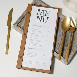 Okładka na menu Cafe Bar, uchwyt na menu z winami i logo, tablica na menu drinków, schowek na menu, spersonalizowana teczka na menu restauracji