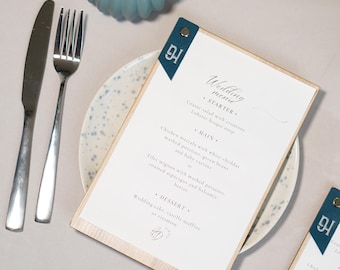 Quadro de menu personalizado em madeira com prendedor de couro: Restaurante, Café ou Bar