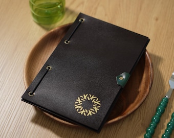 Capa de cardápio personalizada em couro: Cardápio de restaurante, café ou bar