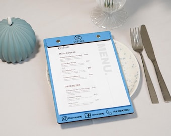 Quadro de menu de madeira personalizável: suporte para menu de restaurante, café ou bar