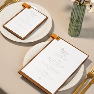 Hochzeitsmenu-Klemmbrett, individueller Restaurant-Speisekarte-Ordner, Cafe Bar Menü-Cover, Holzbrett, Menühalter mit Logo,