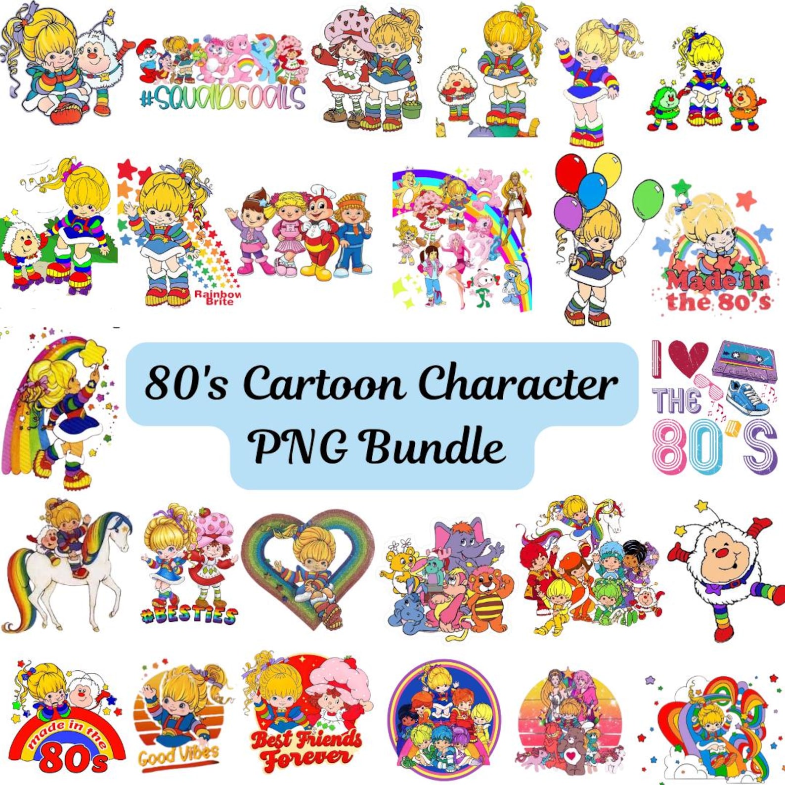 80s Cartoon Character PNG Bundle, Retro Sublimation Designs (digital ...