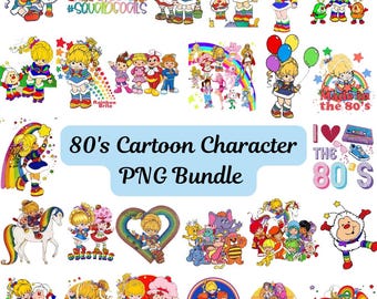 80s Cartoon Character PNG Bundle, Retro Sublimation Designs (Digital Download)