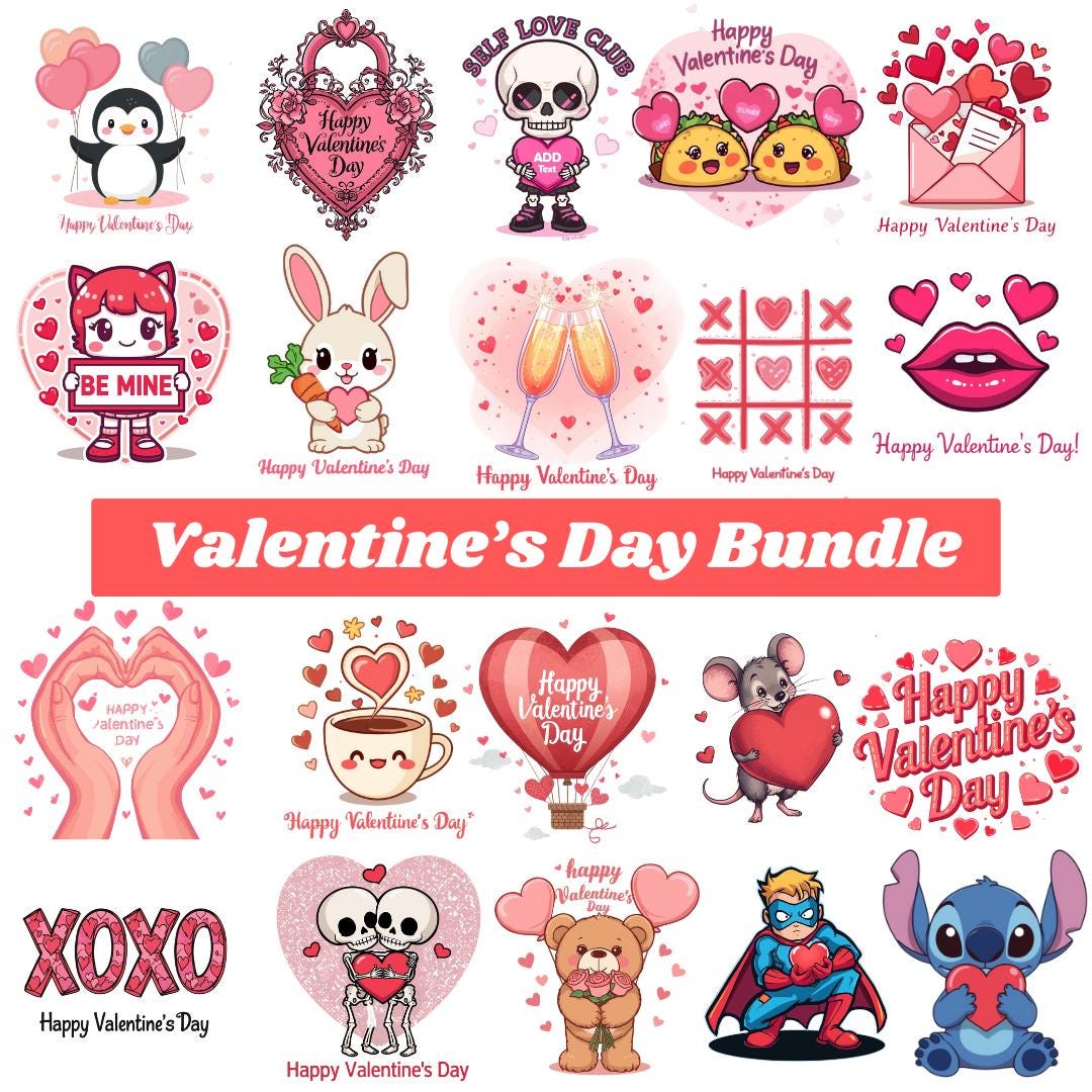 Valentine Bundle Png Bundle, Valentine Love Letter Bundle, XOXO , Retro ...