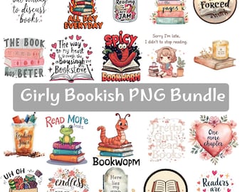 Girly Bookish PNG Bundle, Romance Bookclub Bookish Candle PNG, Bookish Clipart for Reader,Trendy PNG Bundle, Book Lover Quotes