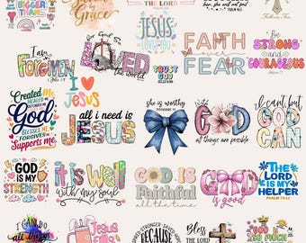 Paquete de imágenes PNG con versículos bíblicos cristianos, diseños de sublimación de escrituras.