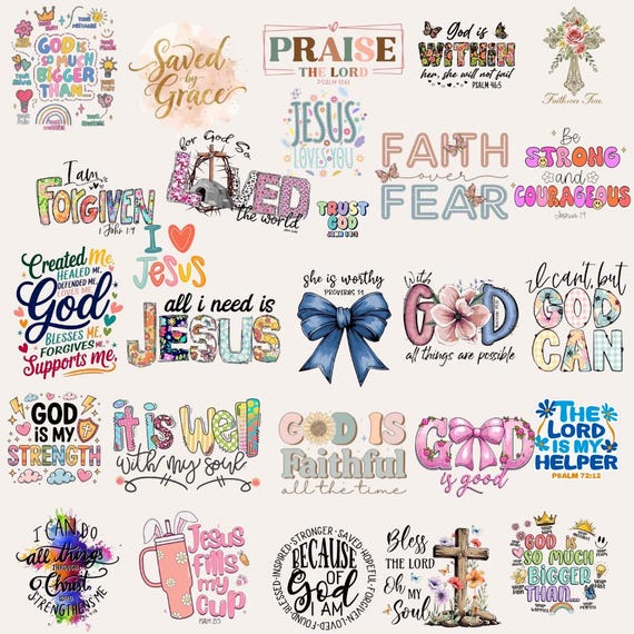 Christian Bible Verse PNG Bundle, Scripture Sublimation Designs