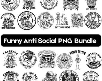 Funny Antisocial PNG Bundle , Quirky Graphics for Introverts