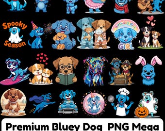 Bluey Dog PNG Clipart Mega Bundle, Cartoon Family, Birthday (Digital Download)
