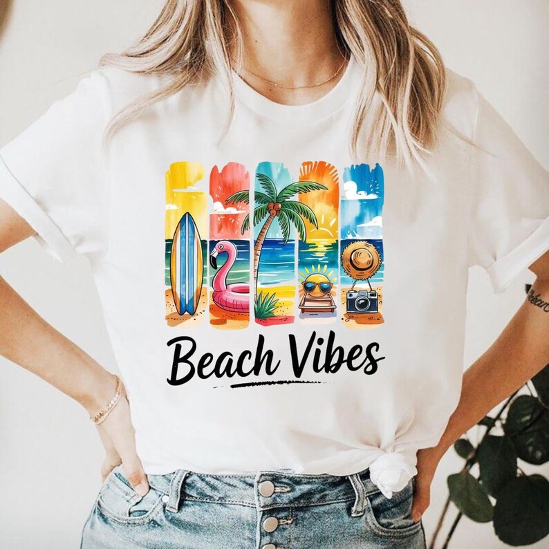 Summer Vibes PNG Bundle, Tropical Beach Clipart, Sublimation Designs ...