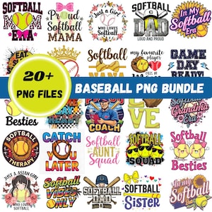Softbal PNG-bundel, sportsublimatieontwerpen (digitale download)
