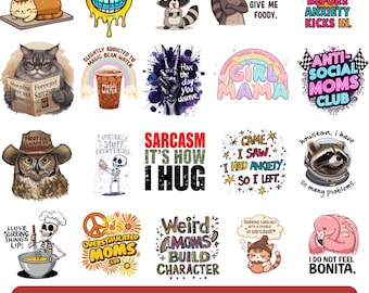 Funny Sarcastic Quotes PNG Bundle, Sassy Designs (Digital Download)
