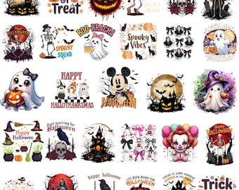 Spooky Halloween PNG Bundle, T-Shirt Designs (Digital Download)