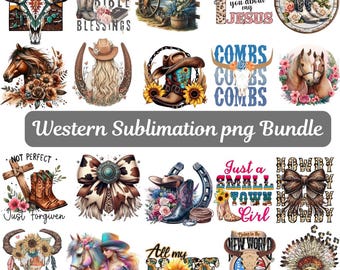 Western Sublimation PNG Bundle, Cowboy Cowgirl Designs (Digital Download)