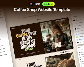 Plantilla de sitio web de cafetería: Diseño editable de Figma con imágenes