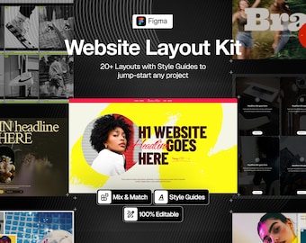 Kit Figma / Guía de estilo con más de 20 secciones de diseño / Figma / Edición fácil / Combina y combina