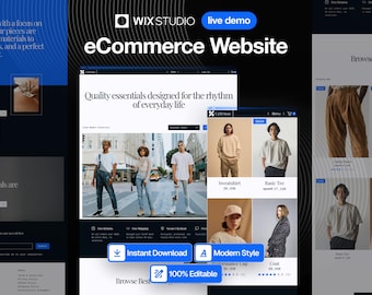 Tienda online completa / Plantilla web de moda sin código para Wix / Wix Studio / Descarga instantánea