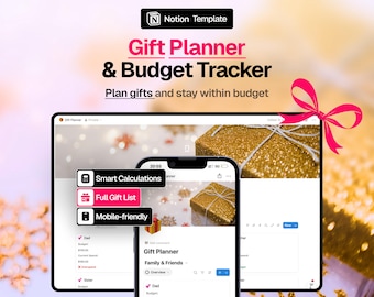 Planificador de regalos de Navidad / Rastreador de presupuesto Notion (Digital)