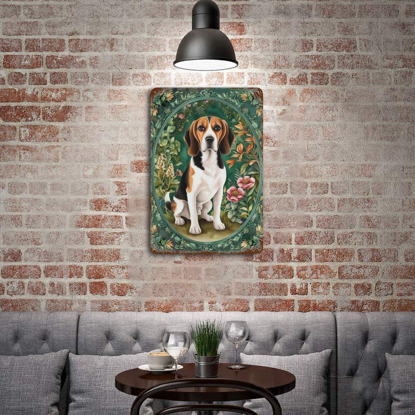 Vintage Beagle Metal Tin Sign – Rustic Dog Wall Art for Home & Kennel Décor