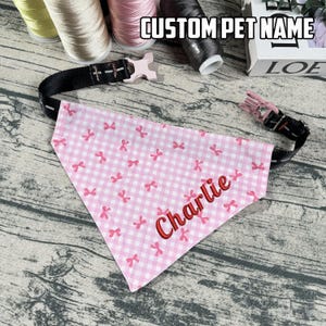 Custom Pet Name Bandana With Strap, Personalized Dog Name Bandana, Embroidered Pet Name Bandana, Perfect Gift for Dog Mom, Pet Lovers
