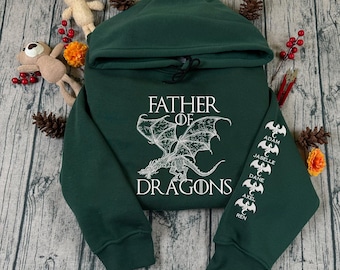 Father of Dragons Personalized Embroidered Hoodie And Sweatshirt, Fantasy Dragon Bookish Shirt, Book Lover Shirt for Dad, Funny Dad Crewneck