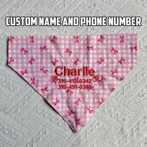 Custom Pet Name And Phone Number Bandana With Strap, Personalized Dog Name Bandana, Embroidered Pet Name Bandana, Perfect Gift for Dog Mom