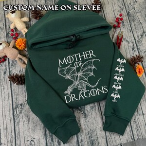 Mother of Dragons Personalized Embroidered Hoodie And Sweatshirt, Iron Flame Dragon Bookish Shirt, Book Lover Shirt for Mom, Funny Mom image 2
