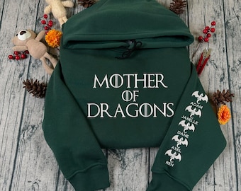 Mother of Dragons Personalized Embroidered Hoodie And Sweatshirt, Fantasy Dragon Bookish Shirt, Book Lover Shirt for Mom, Funny Mom Shirt