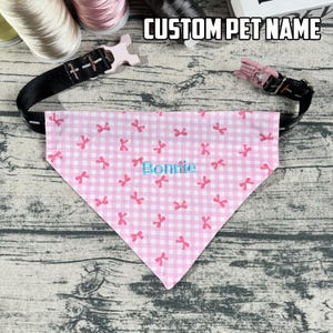 Custom Pet Name Bandana With Strap, Personalized Dog Name Bandana, Embroidered Pet Name Bandana, Perfect Gift for Dog Mom, Pet Lovers