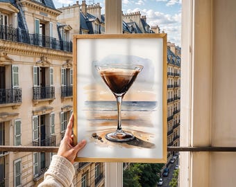 Espresso Martini Art Print | Cocktail Wall Decor | Bar Cart Aesthetic Poster | Party Drink Sign | Minimalist & Elegant Home Bar Artwork