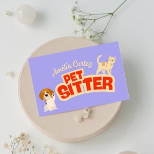 Carte de visite pet sitter - Modèle Canva - Design mignon et personnalisable