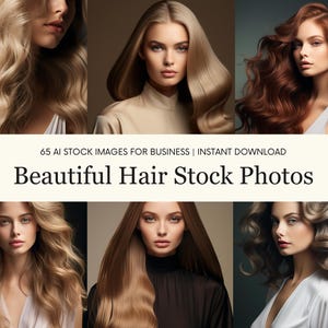 Hair Website Models AI Stock Photos Hair Extension Salon Photos Social Media Digital Marketing Hair Photos with Commercial Use
