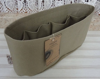 Caqui / Organizador de bolsos con forma / Base de tela flexible o fácil de limpiar / Resistente / 5 tamaños disponibles / Lona 100% algodón