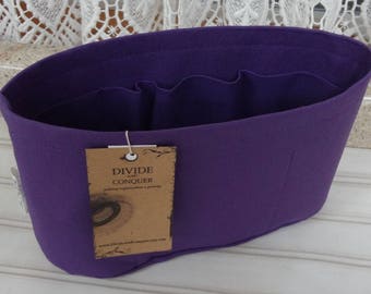 Purple / Purse ORGANIZER Insert SHAPER / Flexible fabric bottom or Wipe-clean bottom / STURDY / 5 Sizes Available / 100% cotton canvas