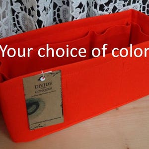 fits Kelly 32 / 11 x 4 x 5H / Purse ORGANIZER insert Shaper / 100% cotton / Wipe-clean bottom & Flexible ends / You Choose Color image 1