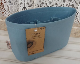 Azul cielo / Organizador de bolsos con forma / Base de tela flexible o fácil de limpiar / Resistente / 5 tamaños disponibles / Lona 100% algodón