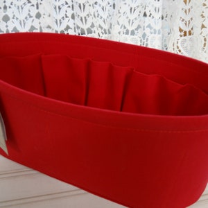 14.5 x 6 x 6H oval / Extra-large WIDE oval / READY To Ship / Purse ORGANIZER insert Shaper / 100% cotton canvas / Wipe-clean bottom / Red image 2