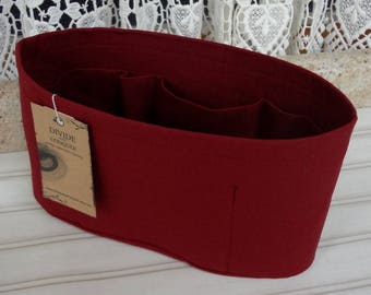 Burgundy / Purse ORGANIZER Insert SHAPER / Flexible fabric bottom or Wipe-clean bottom / STURDY / 5 Sizes Available / 100% cotton canvas