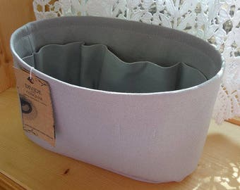 Gray / Purse ORGANIZER Insert SHAPER / Flexible fabric bottom or Wipe-clean bottom / STURDY / 5 Sizes Available / 100% cotton canvas