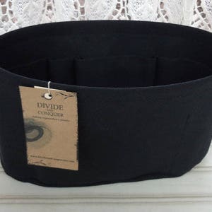 Black / Purse ORGANIZER Insert SHAPER / Flexible fabric bottom or Wipe-clean bottom / STURDY / 5 Sizes Available / 100% cotton canvas image 3