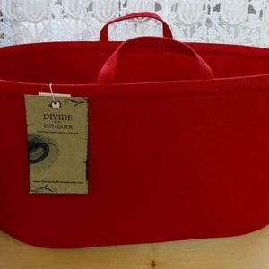 fits large Longchamp / Purse ORGANIZER insert SHAPER / Oval 13 x 6 x 7H / Handles & wipe-clean bottom / 100% cotton canvas / many colors image 4