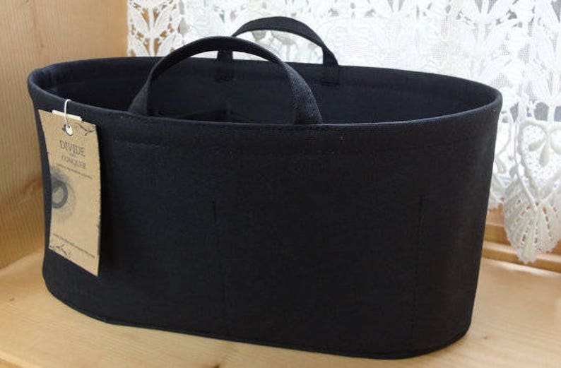 fits large Longchamp / Purse ORGANIZER insert SHAPER / Oval 13 x 6 x 7H / Handles & wipe-clean bottom / 100% cotton canvas / many colors image 6