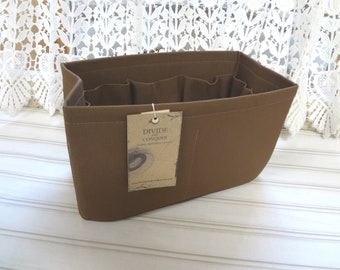 10" x 5" x 6"H / READY To Ship / Purse ORGANIZER insert Shaper / Rectangular / 100% cotton canvas/Wipe-clean bottom & Flexible ends / BROWN