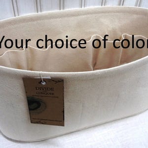 fits Delightful GM / 16" x 6" x 7"H Oval / Purse Organizer Shaper / Wipe-clean bottom / Sturdy / 100% cotton canvas / Your color choice