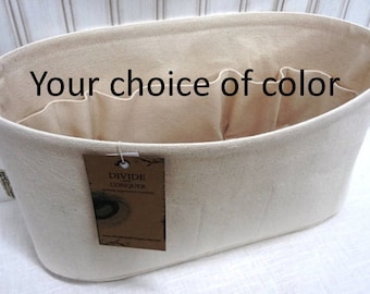 fits Delightful GM / 16" x 6" x 7"H Oval / Purse Organizer Shaper / Wipe-clean bottom / Sturdy / 100% cotton canvas / Your color choice