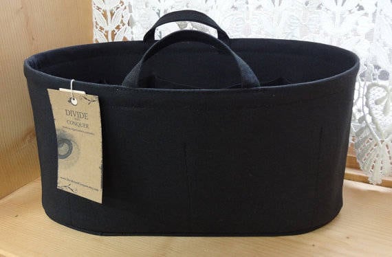 Purse - DIAPER Bag ORGANIZER insert/ 15 x 6 x 8H Oval /Wipe-Clean bottom / 100% cotton canvas / 2 extra options & handles / You choose color